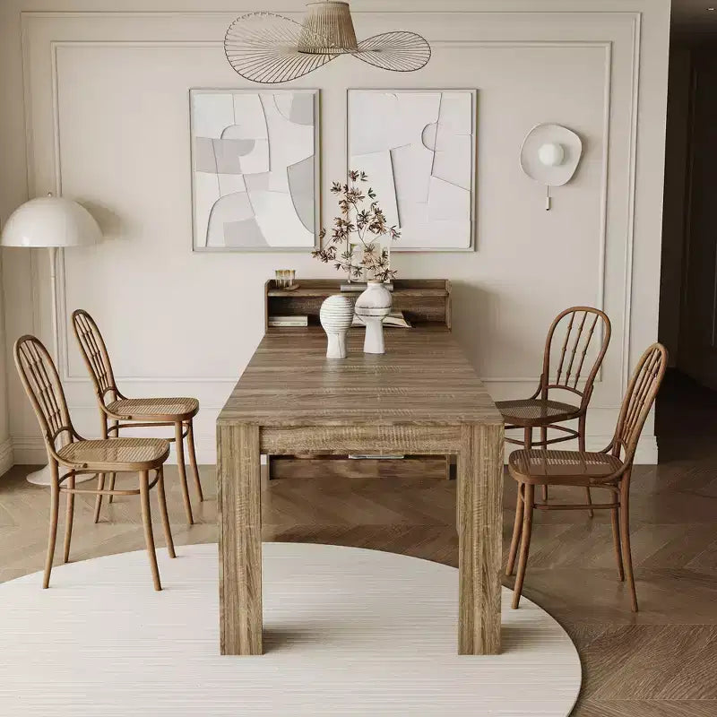 TUYOHW Tavolo da pranzo in legno per 6-8 persone, tavolo consolle allungabile con contenitore, tavolo salvaspazio e versatile per soggiorno, piccoli spazi, appartamento