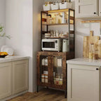 Mobile dispensa con ripiani e ante in vetro, Scaffale da cucina con ripiano, Mobile bar/caffè, Porta microonde per sala da pranzo o corridoio