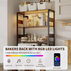 Mobile dispensa con ripiani e ante in vetro, Scaffale da cucina con ripiano, Mobile bar/caffè, Porta microonde per sala da pranzo o corridoio