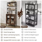 Mobile dispensa con ripiani e ante in vetro, Scaffale da cucina con ripiano, Mobile bar/caffè, Porta microonde per sala da pranzo o corridoio