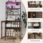 Mobile dispensa con ripiani e ante in vetro, Scaffale da cucina con ripiano, Mobile bar/caffè, Porta microonde per sala da pranzo o corridoio