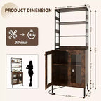 Mobile dispensa con ripiani e ante in vetro, Scaffale da cucina con ripiano, Mobile bar/caffè, Porta microonde per sala da pranzo o corridoio