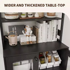Mobile dispensa con ripiani e ante in vetro, Scaffale da cucina con ripiano, Mobile bar/caffè, Porta microonde per sala da pranzo o corridoio