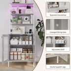 Mobile dispensa con ripiani e ante in vetro, Scaffale da cucina con ripiano, Mobile bar/caffè, Porta microonde per sala da pranzo o corridoio