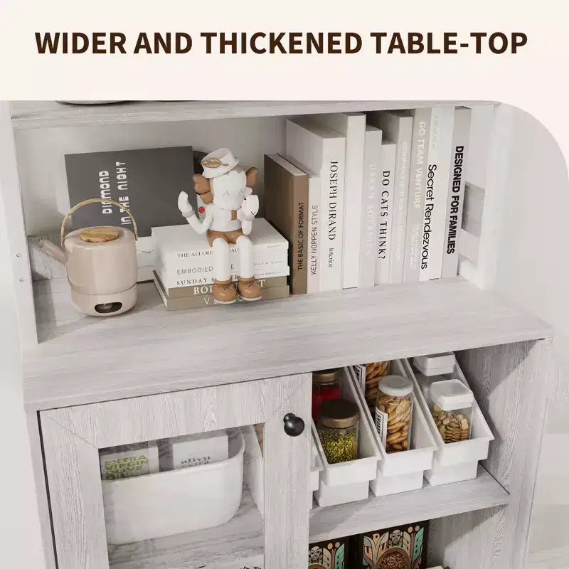 Mobile dispensa con ripiani e ante in vetro, Scaffale da cucina con ripiano, Mobile bar/caffè, Porta microonde per sala da pranzo o corridoio
