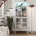 Mobile dispensa con ripiani e ante in vetro, Scaffale da cucina con ripiano, Mobile bar/caffè, Porta microonde per sala da pranzo o corridoio