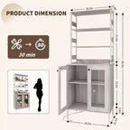 Mobile dispensa con ripiani e ante in vetro, Scaffale da cucina con ripiano, Mobile bar/caffè, Porta microonde per sala da pranzo o corridoio