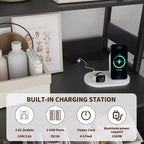 Mobile dispensa con ripiani e ante in vetro, Scaffale da cucina con ripiano, Mobile bar/caffè, Porta microonde per sala da pranzo o corridoio