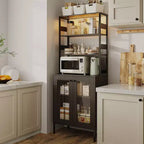 Mobile dispensa con ripiani e ante in vetro, Scaffale da cucina con ripiano, Mobile bar/caffè, Porta microonde per sala da pranzo o corridoio