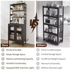 Mobile dispensa con ripiani e ante in vetro, Scaffale da cucina con ripiano, Mobile bar/caffè, Porta microonde per sala da pranzo o corridoio