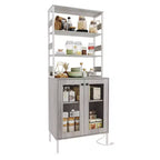 Mobile dispensa con ripiani e ante in vetro, Scaffale da cucina con ripiano, Mobile bar/caffè, Porta microonde per sala da pranzo o corridoio