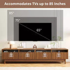 Mobile TV da 78 pollici, adatto per TV fino a 85 pollici, Centro di intrattenimento moderno con cassetti, Consolle TV con cassetti in vetro per camera da letto, soggiorno