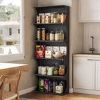 Libreria a 5 ripiani Lantine, libreria aperta alta 180 cm con design unico a bordi curvi, scaffale espositivo moderno per ufficio, soggiorno, camera da letto, nero