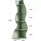 Lantine Mensola ad angolo ondulata, Libreria moderna a 5 ripiani con forma curvilinea, Espositore unico per piante per soggiorno piccolo (Verde)