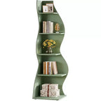 Lantine Mensola ad angolo ondulata, Libreria moderna a 5 ripiani con forma curvilinea, Espositore unico per piante per soggiorno piccolo (Verde)