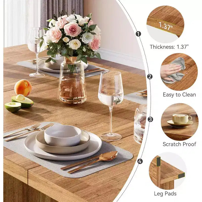 Tavolo da pranzo Lantine Easylife da 160 cm per 4-6 persone, tavolo da cucina stile fattoria con doppio ripiano contenitore per sala da pranzo, soggiorno