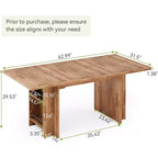 Tavolo da pranzo Lantine Easylife da 160 cm per 4-6 persone, tavolo da cucina stile fattoria con doppio ripiano contenitore per sala da pranzo, soggiorno