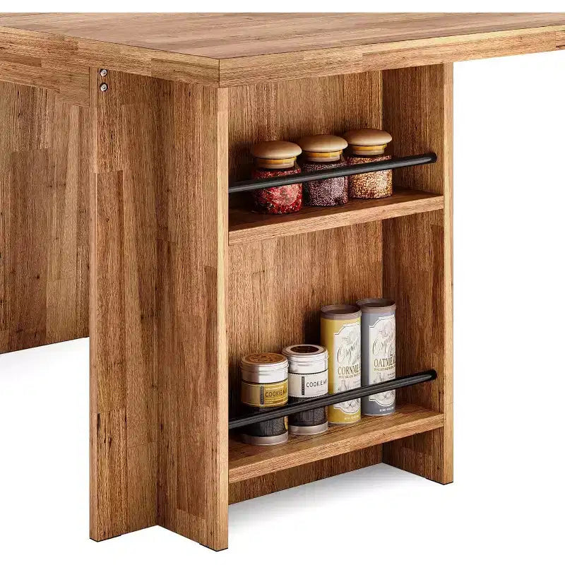 Tavolo da pranzo Lantine Easylife da 160 cm per 4-6 persone, tavolo da cucina stile fattoria con doppio ripiano contenitore per sala da pranzo, soggiorno