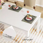 Tavolo da pranzo Lantine bianco da 198 cm per 6-8 persone, tavolo da cucina lungo e grande rettangolare per sala da pranzo