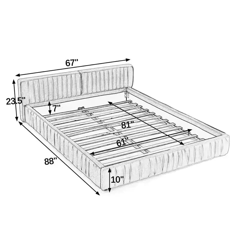 MAYEERTY Letto imbottito Queen Size con tessuto ciniglia, testiera plissettata e struttura solida per camera da letto, grigio