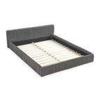 MAYEERTY Letto imbottito Queen Size con tessuto ciniglia, testiera plissettata e struttura solida per camera da letto, grigio