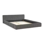 MAYEERTY Letto imbottito Queen Size con tessuto ciniglia, testiera plissettata e struttura solida per camera da letto, grigio
