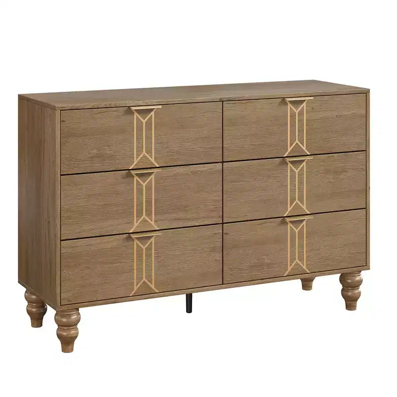 Cassettiera moderna a 6 cassetti con design a rombi vintage, comò bianco e nero, ampio spazio contenitivo con finitura impermeabile, maniglie in metallo per soggiorno