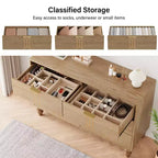 Cassettiera moderna a 6 cassetti con design a rombi vintage, comò bianco e nero, ampio spazio contenitivo con finitura impermeabile, maniglie in metallo per soggiorno