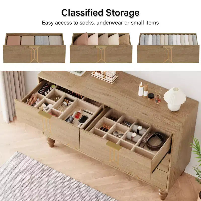 Cassettiera moderna a 6 cassetti con design a rombi vintage, comò bianco e nero, ampio spazio contenitivo con finitura impermeabile, maniglie in metallo per soggiorno