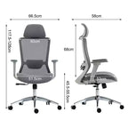 Sedia da ufficio con schienale alto in rete traspirante con braccioli regolabili 3D - Sedia da ufficio regolabile con comfort e stabilità Nera