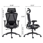 Sedia da ufficio con schienale alto in rete traspirante con braccioli regolabili 3D - Sedia da ufficio regolabile con comfort e stabilità Nera
