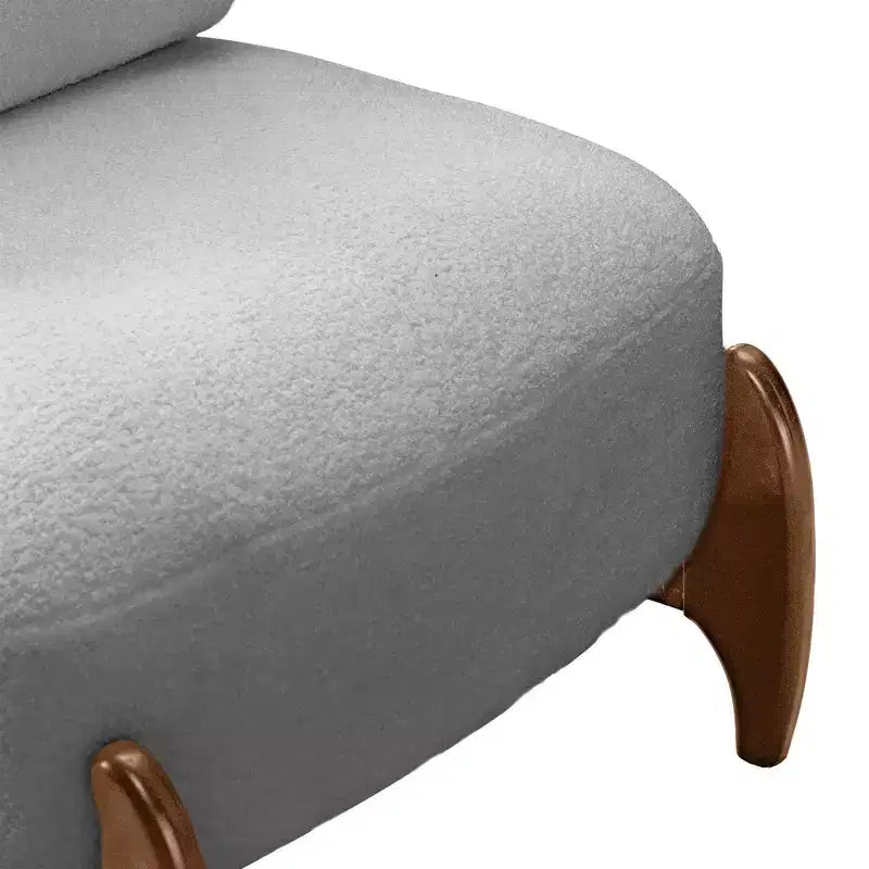 TUYOHW Poltrona Moderna con Accenti in Legno, Sedia da Lettura Senza Braccioli Imbottita in Morbido Tessuto Teddy con Gambe in Legno, Sedie Basse per Soggiorno, Camera da Letto