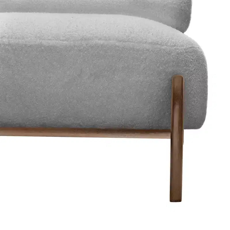 TUYOHW Poltrona Moderna con Accenti in Legno, Sedia da Lettura Senza Braccioli Imbottita in Morbido Tessuto Teddy con Gambe in Legno, Sedie Basse per Soggiorno, Camera da Letto