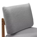 TUYOHW Poltrona Moderna con Accenti in Legno, Sedia da Lettura Senza Braccioli Imbottita in Morbido Tessuto Teddy con Gambe in Legno, Sedie Basse per Soggiorno, Camera da Letto
