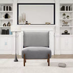 TUYOHW Poltrona Moderna con Accenti in Legno, Sedia da Lettura Senza Braccioli Imbottita in Morbido Tessuto Teddy con Gambe in Legno, Sedie Basse per Soggiorno, Camera da Letto