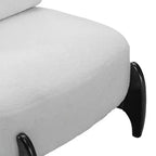 TUYOHW Poltrona Moderna con Accenti in Legno, Sedia da Lettura Senza Braccioli Imbottita in Morbido Tessuto Teddy con Gambe in Legno, Sedie Basse per Soggiorno, Camera da Letto