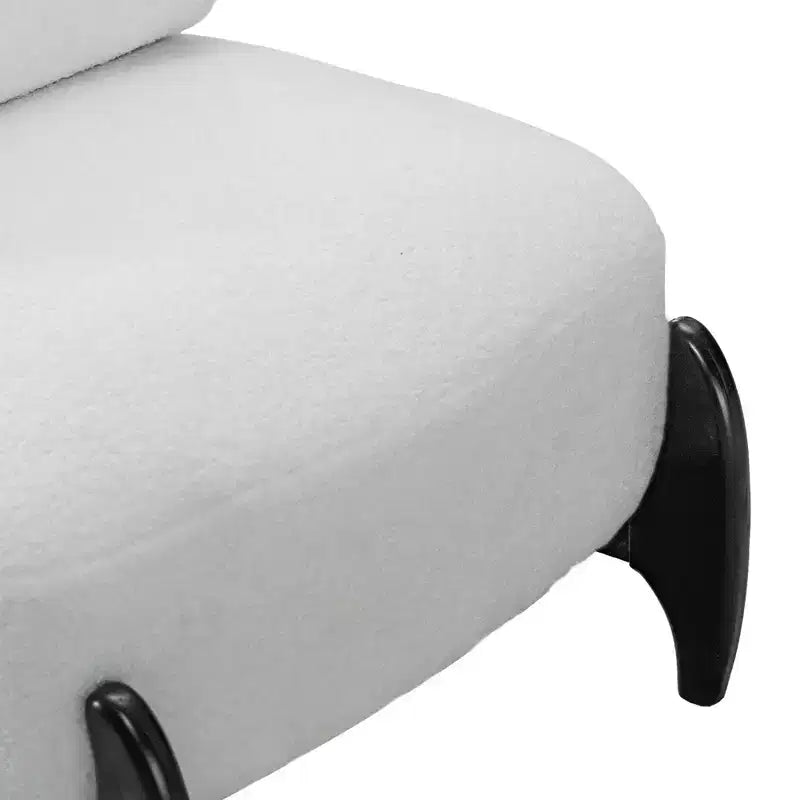 TUYOHW Poltrona Moderna con Accenti in Legno, Sedia da Lettura Senza Braccioli Imbottita in Morbido Tessuto Teddy con Gambe in Legno, Sedie Basse per Soggiorno, Camera da Letto