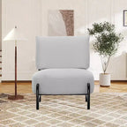 TUYOHW Poltrona Moderna con Accenti in Legno, Sedia da Lettura Senza Braccioli Imbottita in Morbido Tessuto Teddy con Gambe in Legno, Sedie Basse per Soggiorno, Camera da Letto