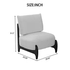 TUYOHW Poltrona Moderna con Accenti in Legno, Sedia da Lettura Senza Braccioli Imbottita in Morbido Tessuto Teddy con Gambe in Legno, Sedie Basse per Soggiorno, Camera da Letto