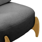 TUYOHW Poltrona Moderna con Accenti in Legno, Sedia da Lettura Senza Braccioli Imbottita in Morbido Tessuto Teddy con Gambe in Legno, Sedie Basse per Soggiorno, Camera da Letto
