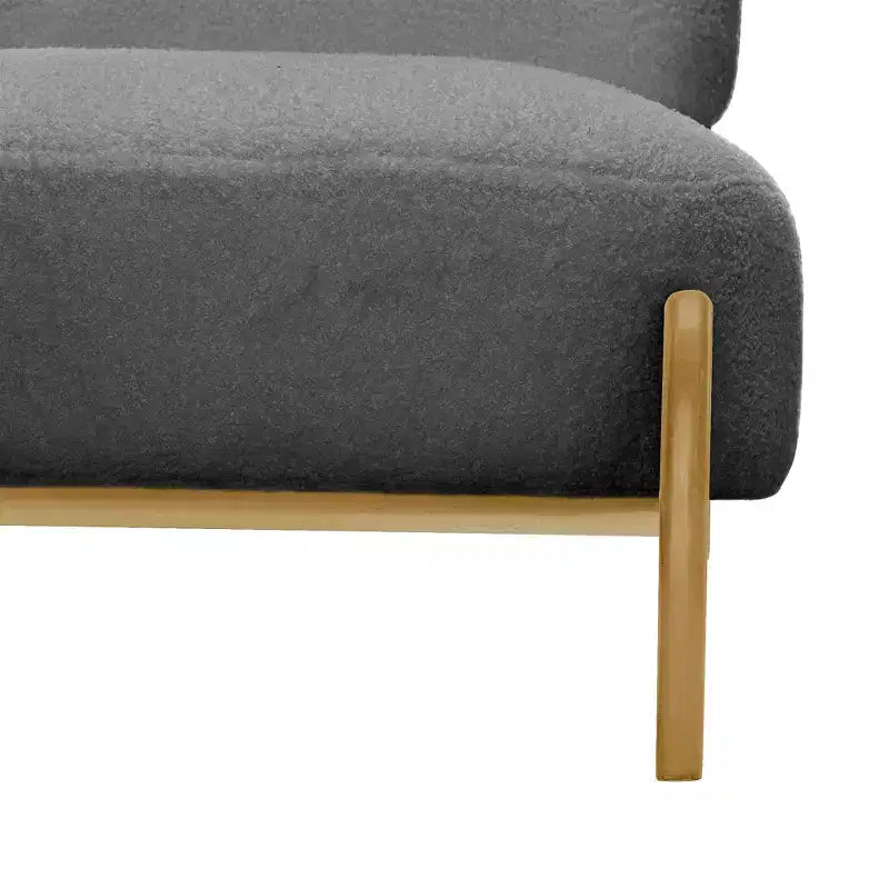 TUYOHW Poltrona Moderna con Accenti in Legno, Sedia da Lettura Senza Braccioli Imbottita in Morbido Tessuto Teddy con Gambe in Legno, Sedie Basse per Soggiorno, Camera da Letto