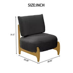 TUYOHW Poltrona Moderna con Accenti in Legno, Sedia da Lettura Senza Braccioli Imbottita in Morbido Tessuto Teddy con Gambe in Legno, Sedie Basse per Soggiorno, Camera da Letto
