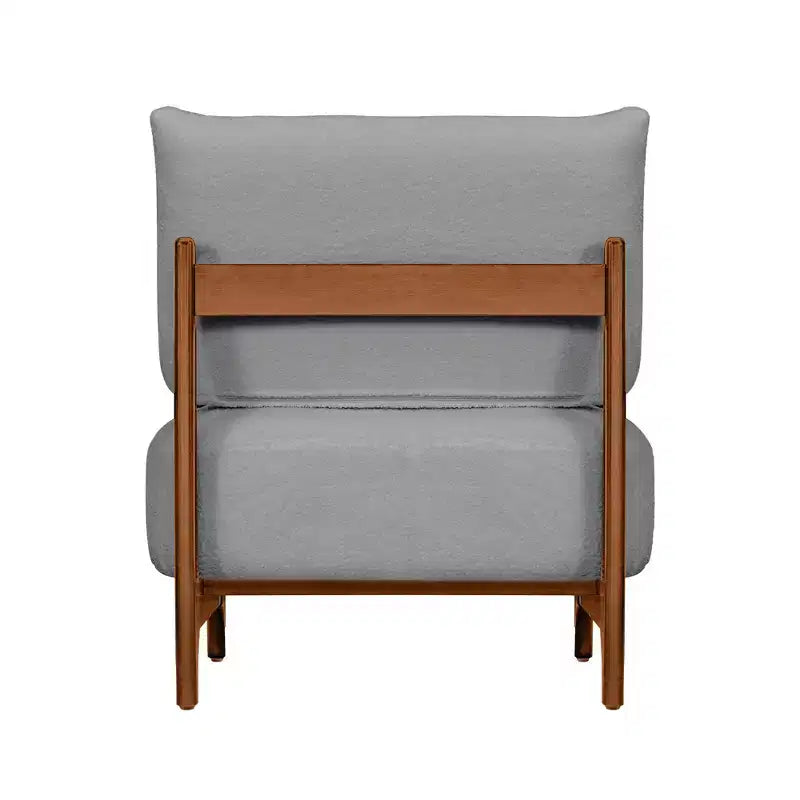 TUYOHW Poltrona Moderna con Accenti in Legno, Sedia da Lettura Senza Braccioli Imbottita in Morbido Tessuto Teddy con Gambe in Legno, Sedie Basse per Soggiorno, Camera da Letto