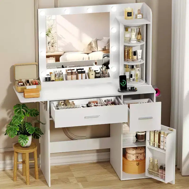 BALHAM TRADE - Toeletta Trucco con Organizer Portagioie Girevoli e Luci a LED