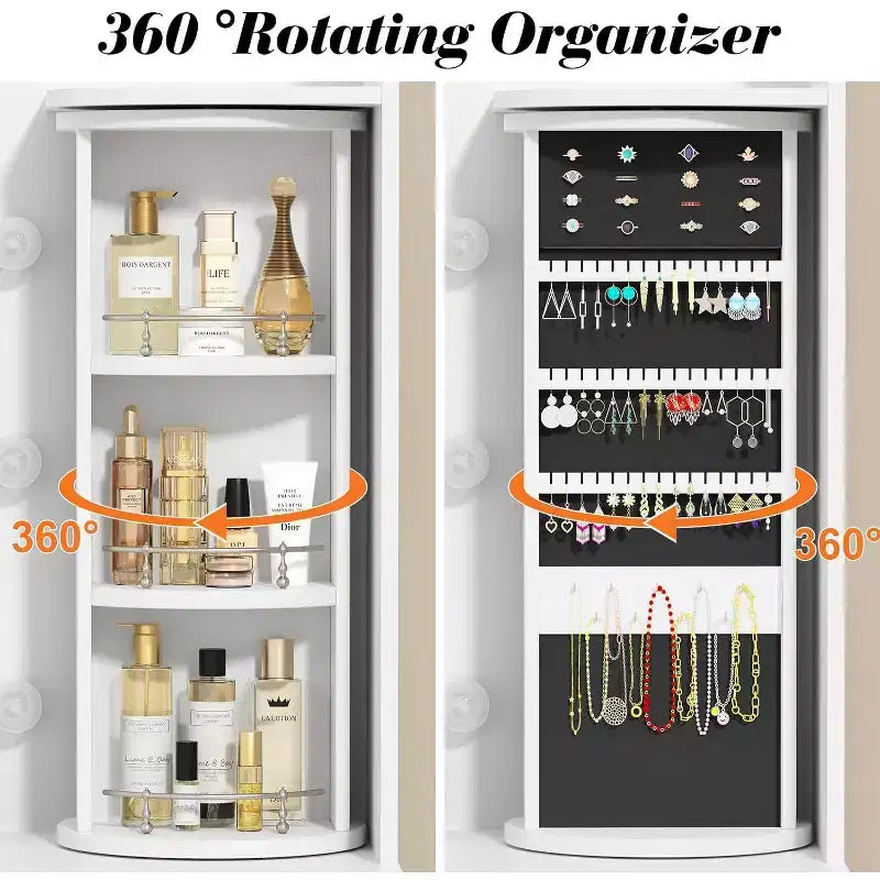 BALHAM TRADE - Toeletta Trucco con Organizer Portagioie Girevoli e Luci a LED