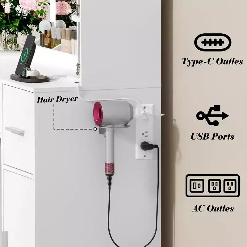 BALHAM TRADE - Toeletta Trucco con Organizer Portagioie Girevoli e Luci a LED