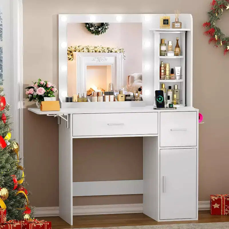 BALHAM TRADE - Toeletta Trucco con Organizer Portagioie Girevoli e Luci a LED