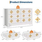 Comò per camera da letto con 6 cassetti, comò da 120 cm di larghezza con frontale cassetto grande decorativo e ampio armadio per vestiti, comò in legno per camera da letto