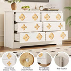 Comò per camera da letto con 6 cassetti, comò da 120 cm di larghezza con frontale cassetto grande decorativo e ampio armadio per vestiti, comò in legno per camera da letto