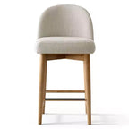 Set di 2 moderni sgabelli da bar ad altezza bancone, sedie da isola cucina imbottite in lino da 26 pollici con gambe in legno massello e schienale curvo - Panipeachy